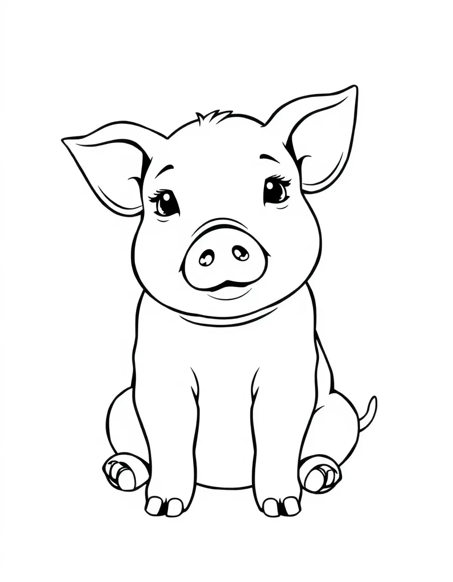 A pig sitting like a dog with front legs straight