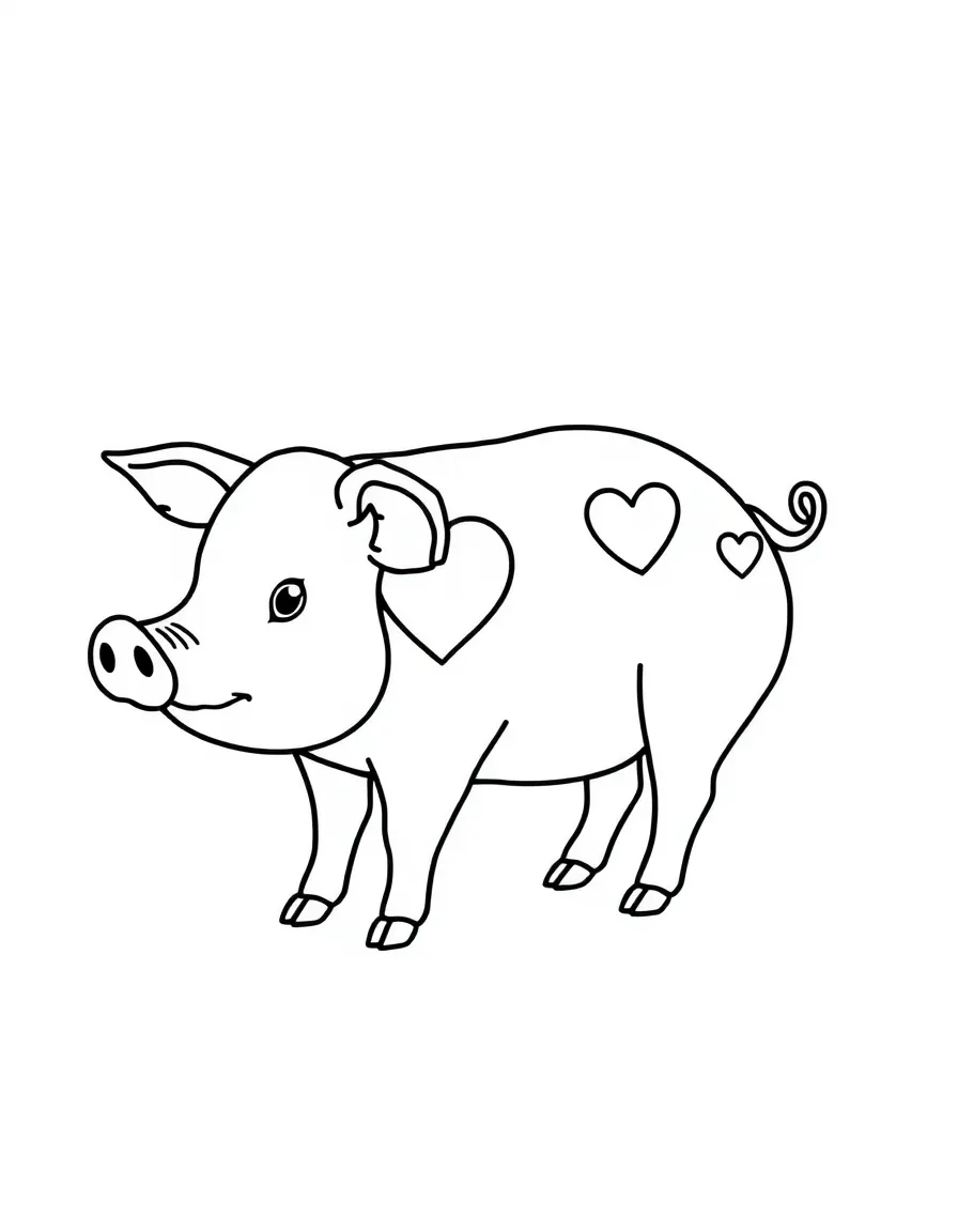 A pig with distinctive spots in the shape of a heart