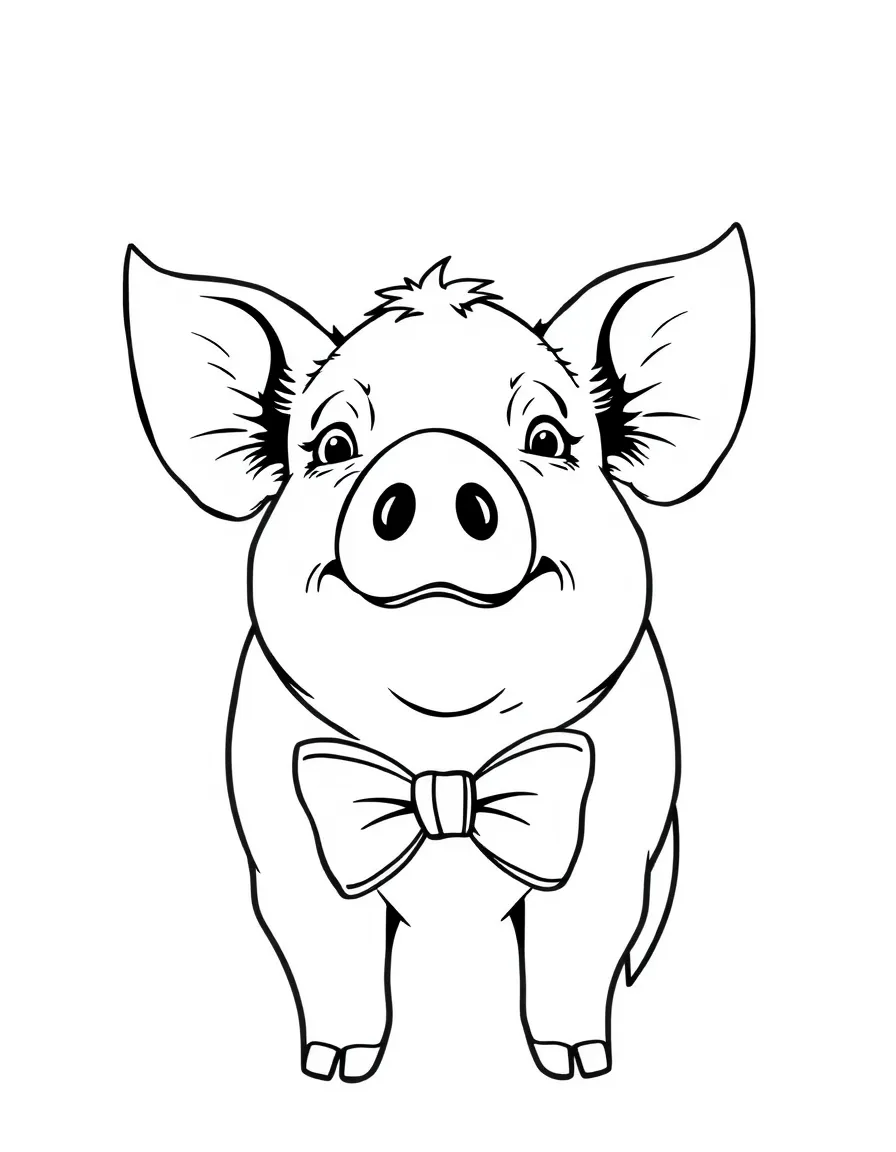 A pig wearing a bow tie for a special farm event