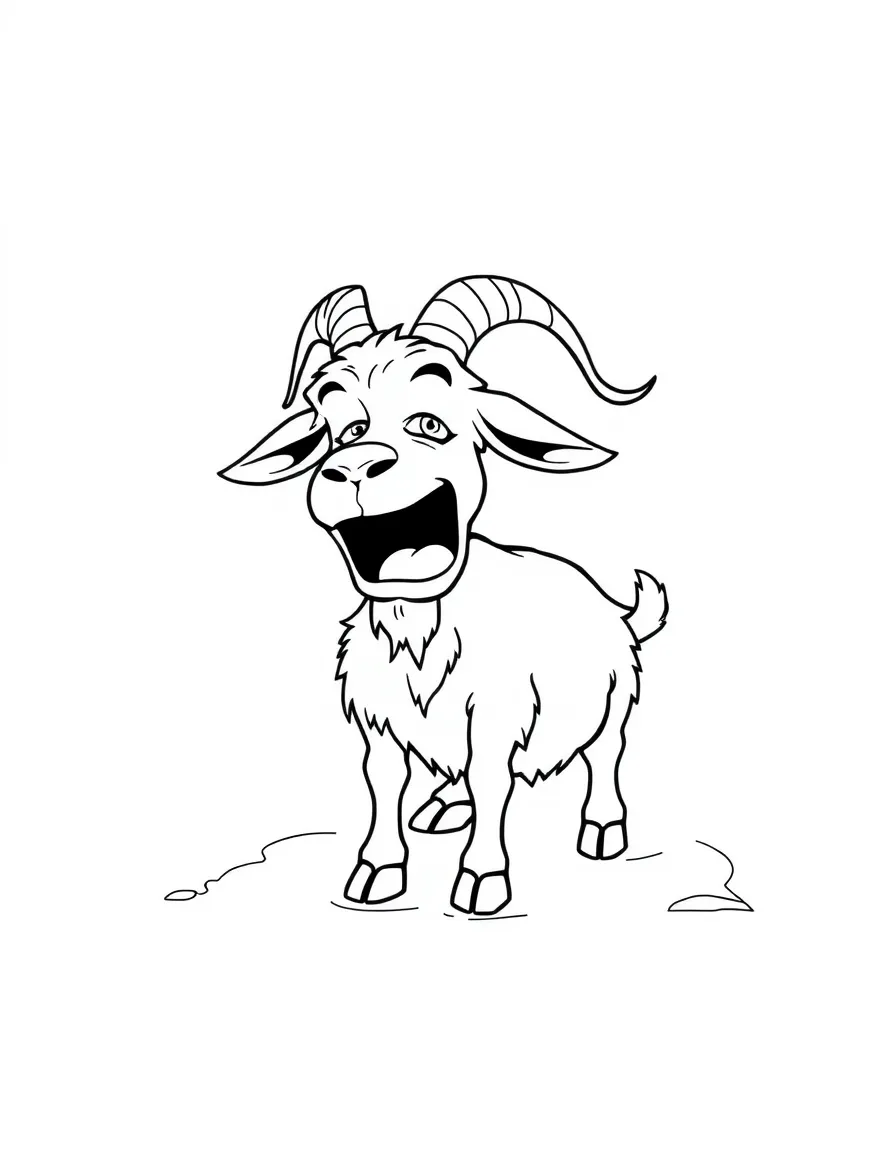 A fainting goat frozen mid-faint in a comical pose