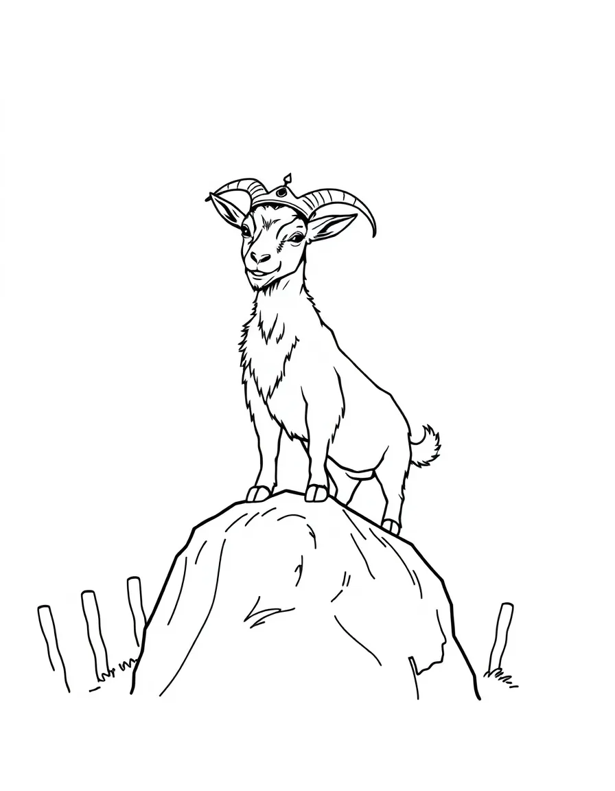 A goat claiming the highest point in the barnyard as its throne