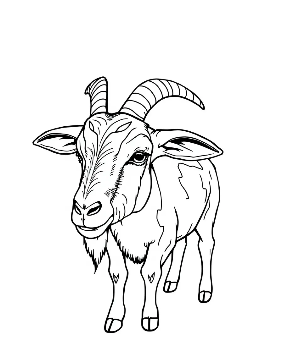 A goat with distinctive markings resembling a map