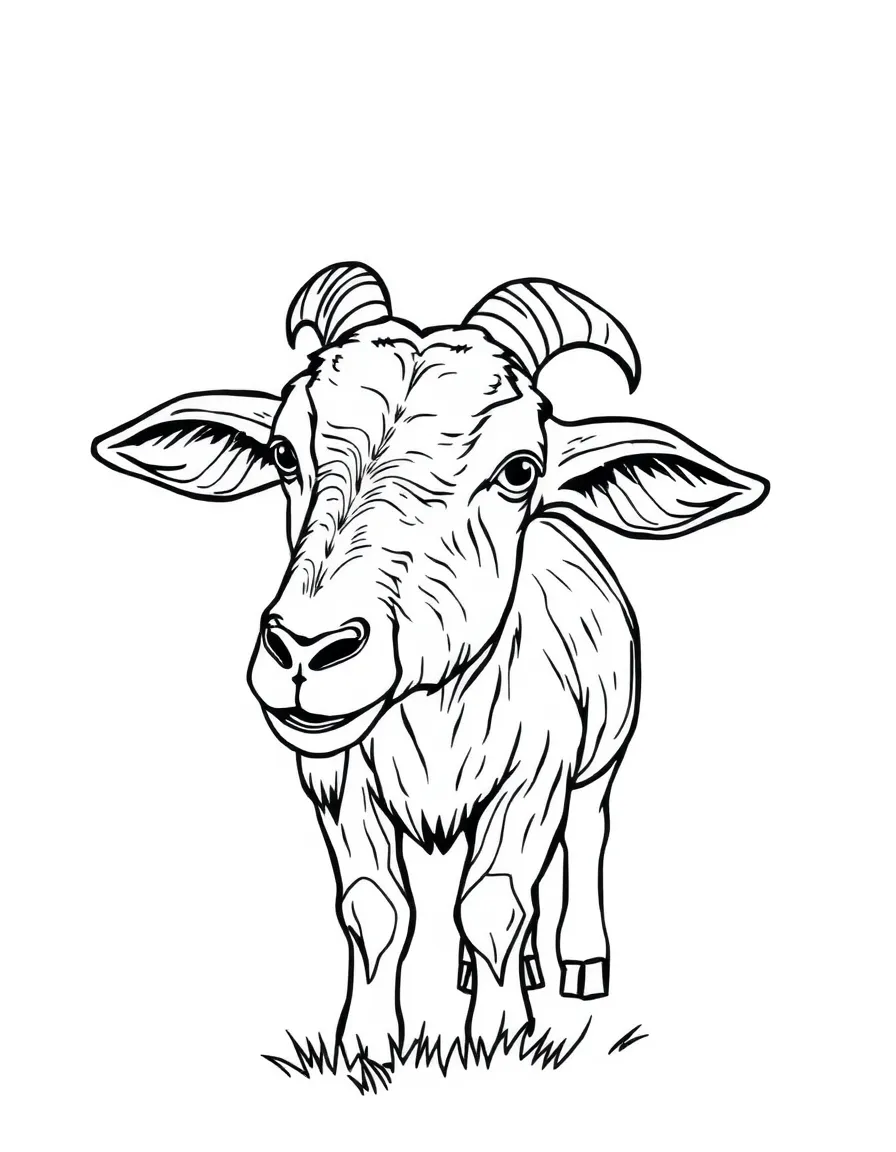 A goat with interesting patterns created by dappled sunlight