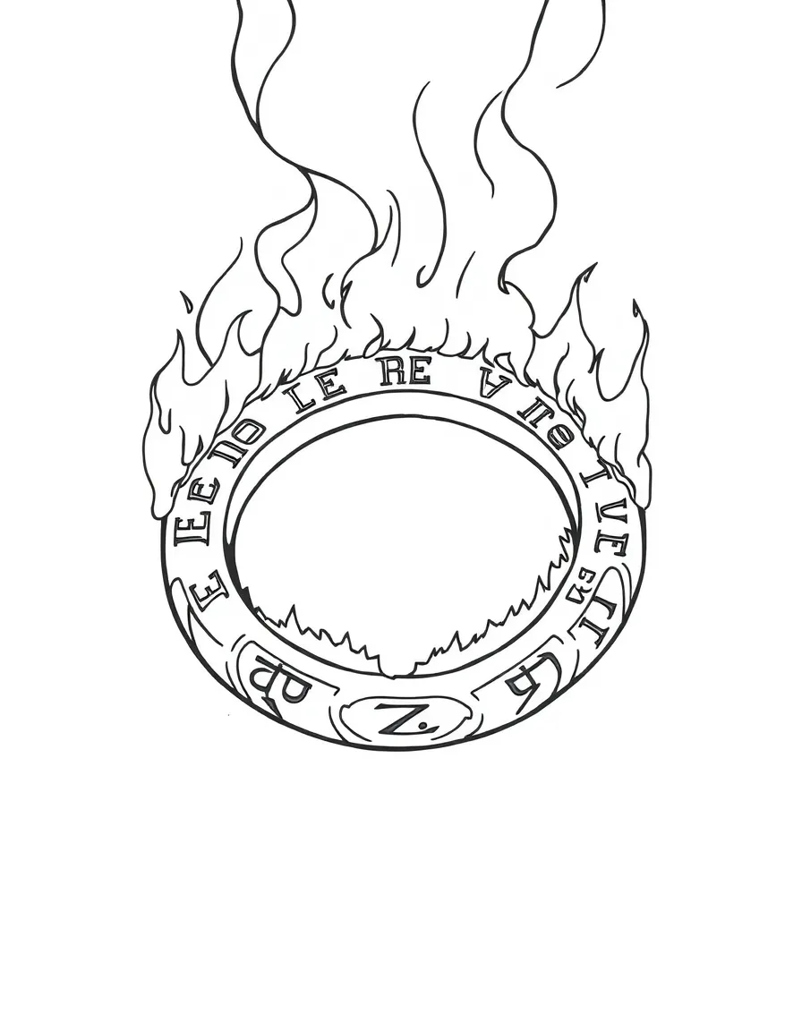 A ring of power with fiery inscriptions appearing when heated