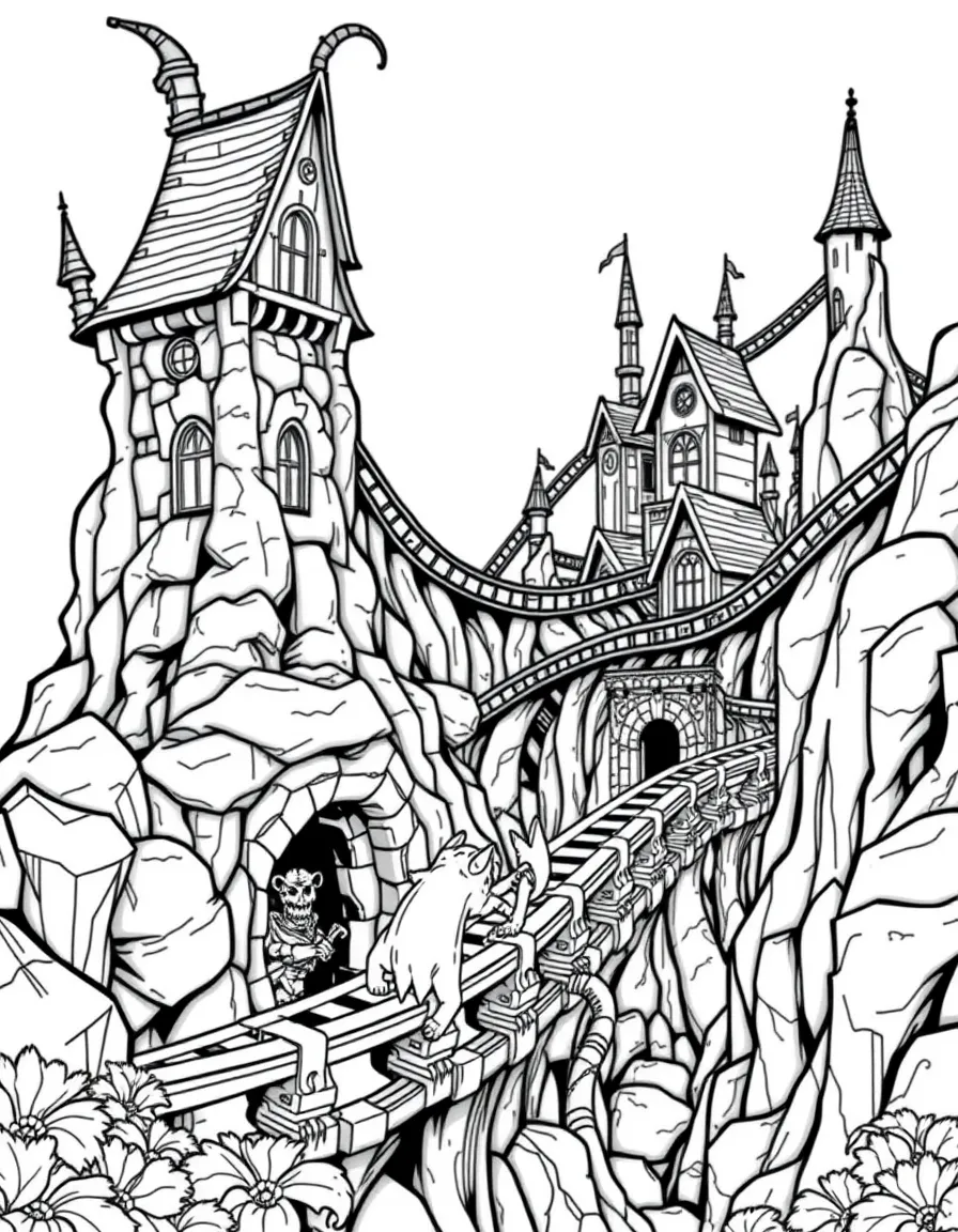 A goblin-run bank with an underground roller coaster system