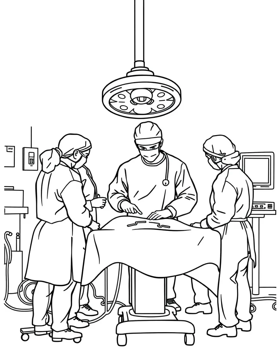 A surgical operation with team around operating table