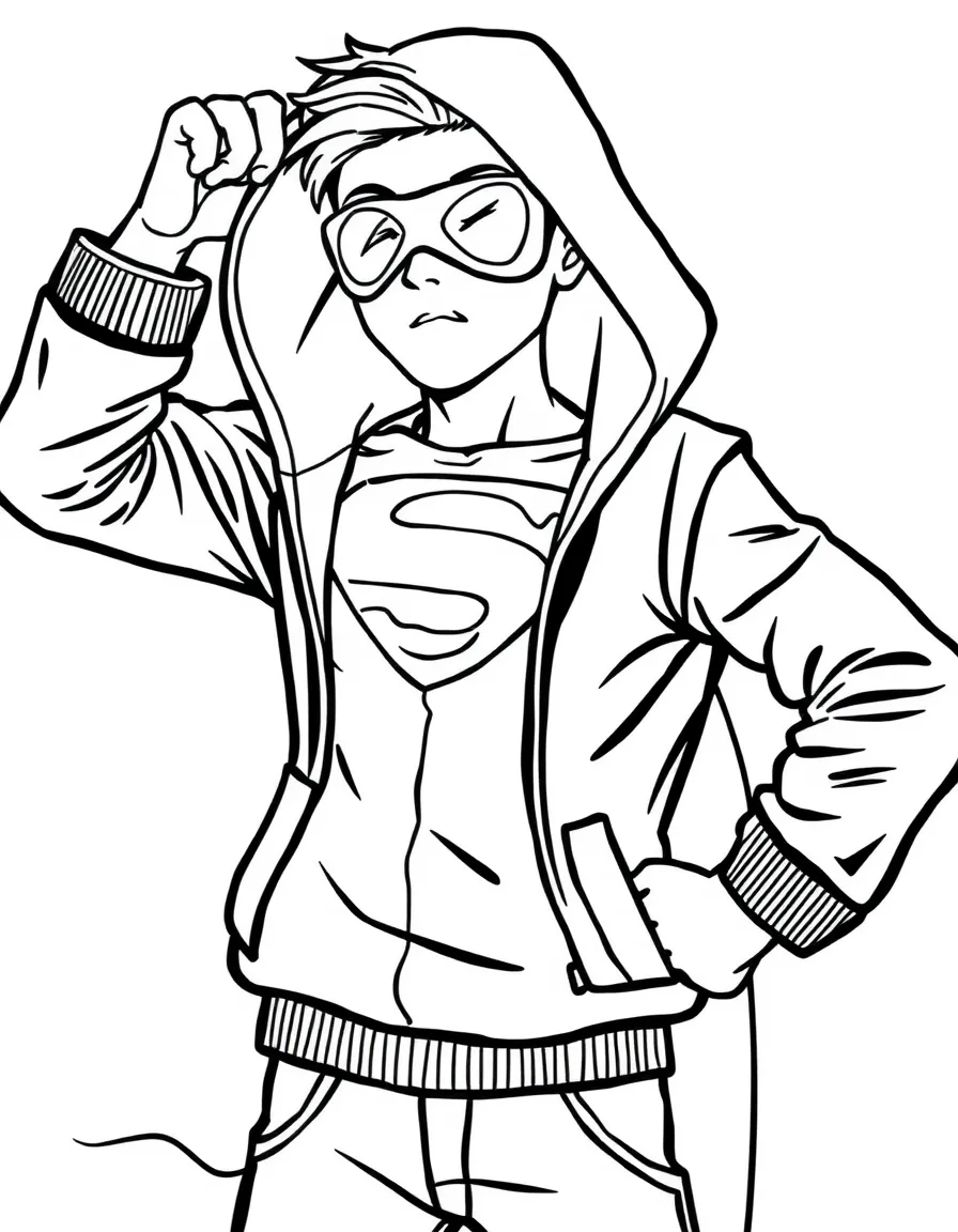 A hero hiding their costume under everyday clothes