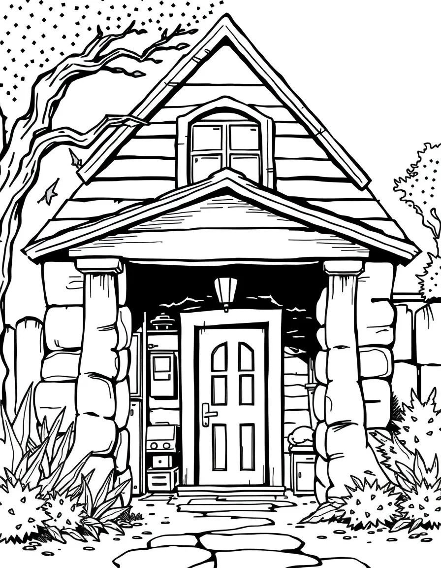 A hero's secret lair entrance hidden in an ordinary house