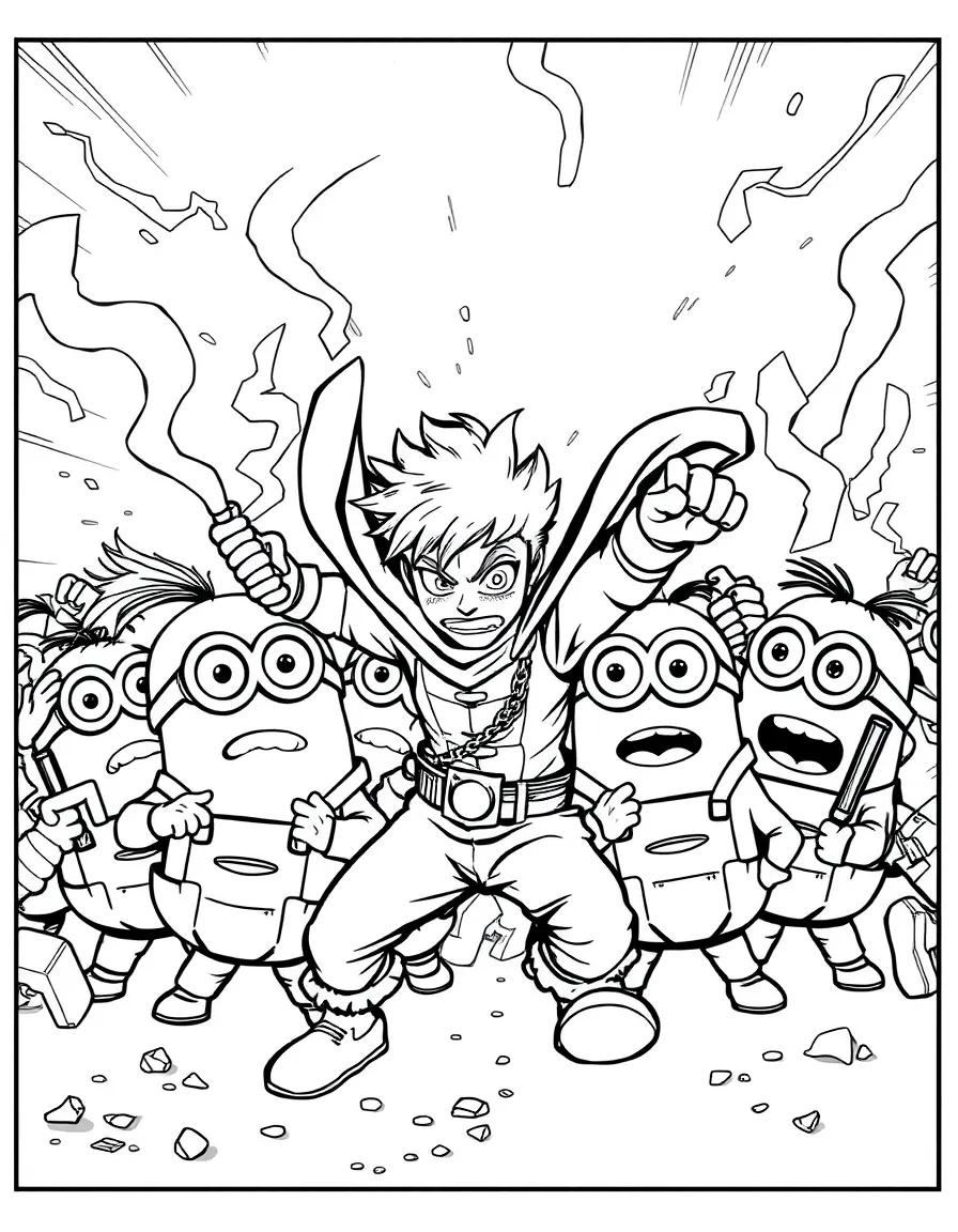 A hero fighting through a group of minions