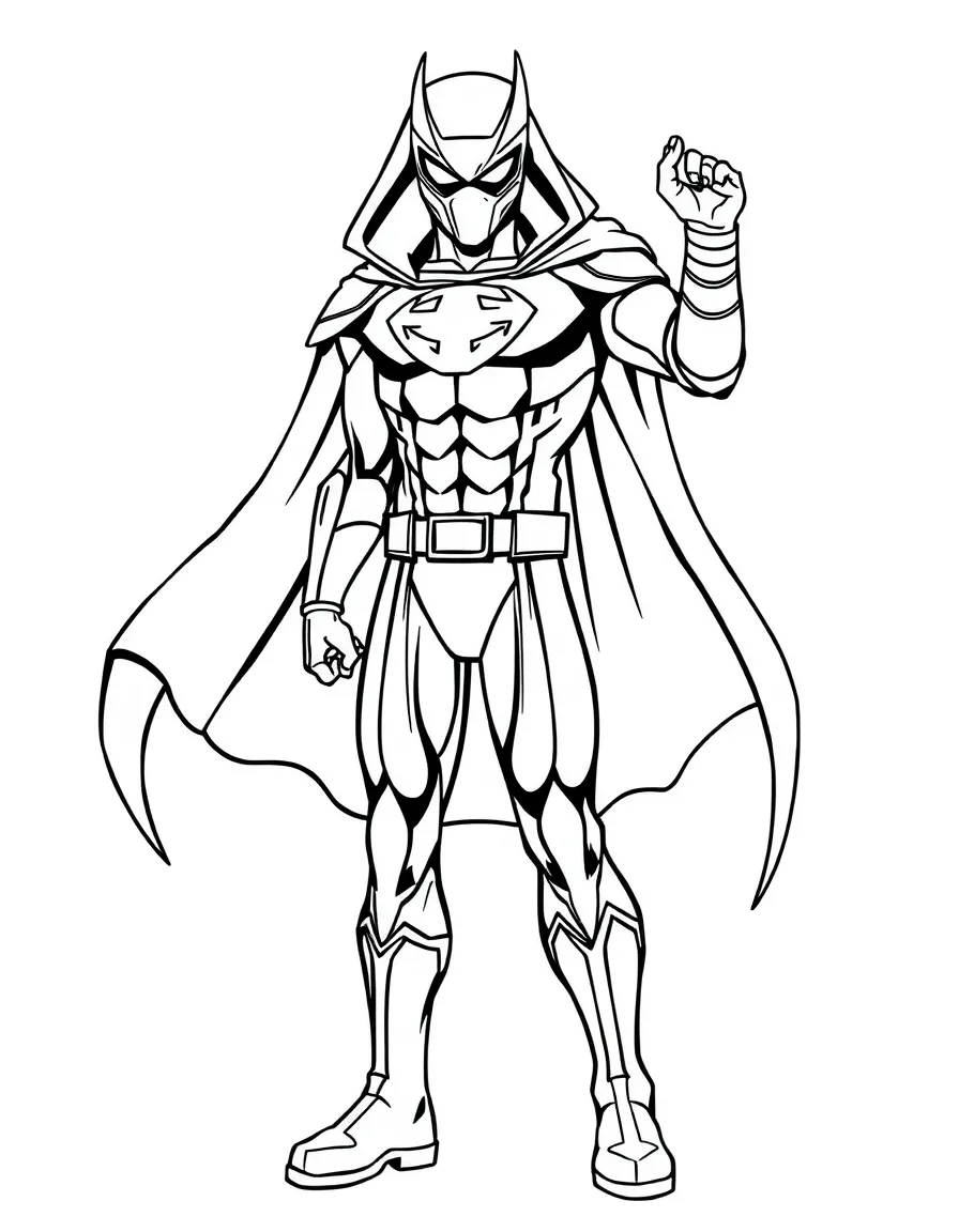 A hero's costume transforming or deploying from a device