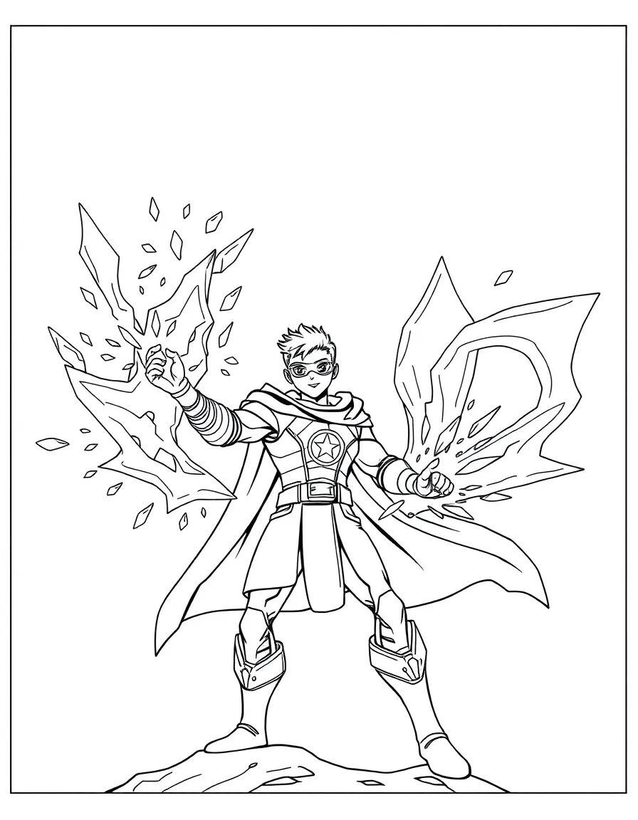 A hero with ice powers creating frozen structures