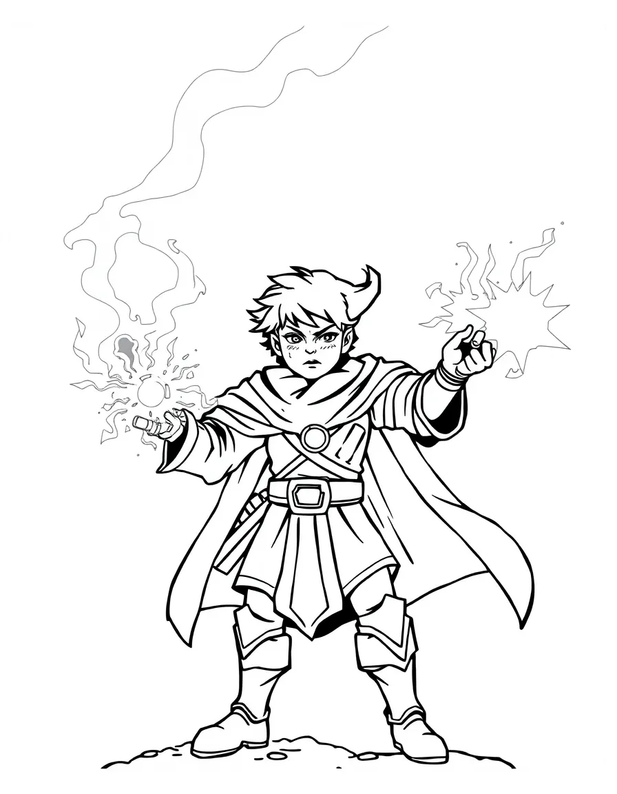 A hero casting a spell with glowing magical symbols