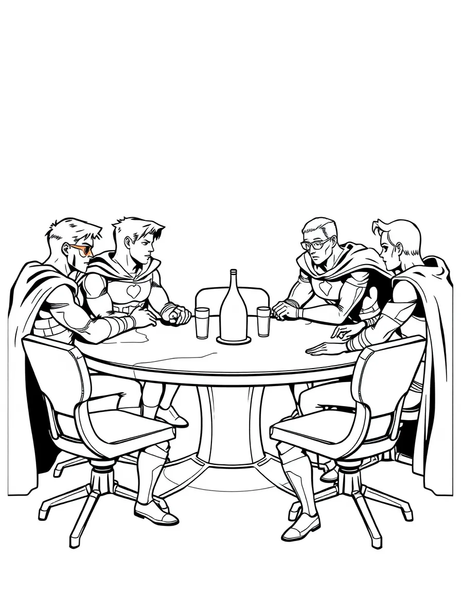 A hero team meeting around a round table
