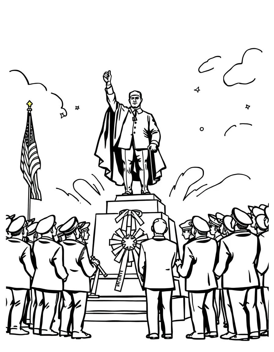 A statue unveiling ceremony honoring a hero