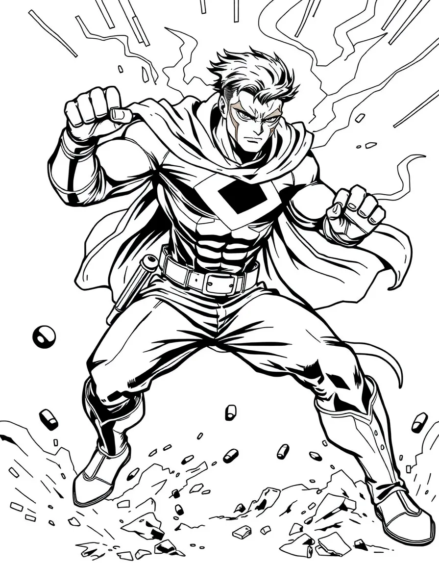 A hero fighting in a powered-down state