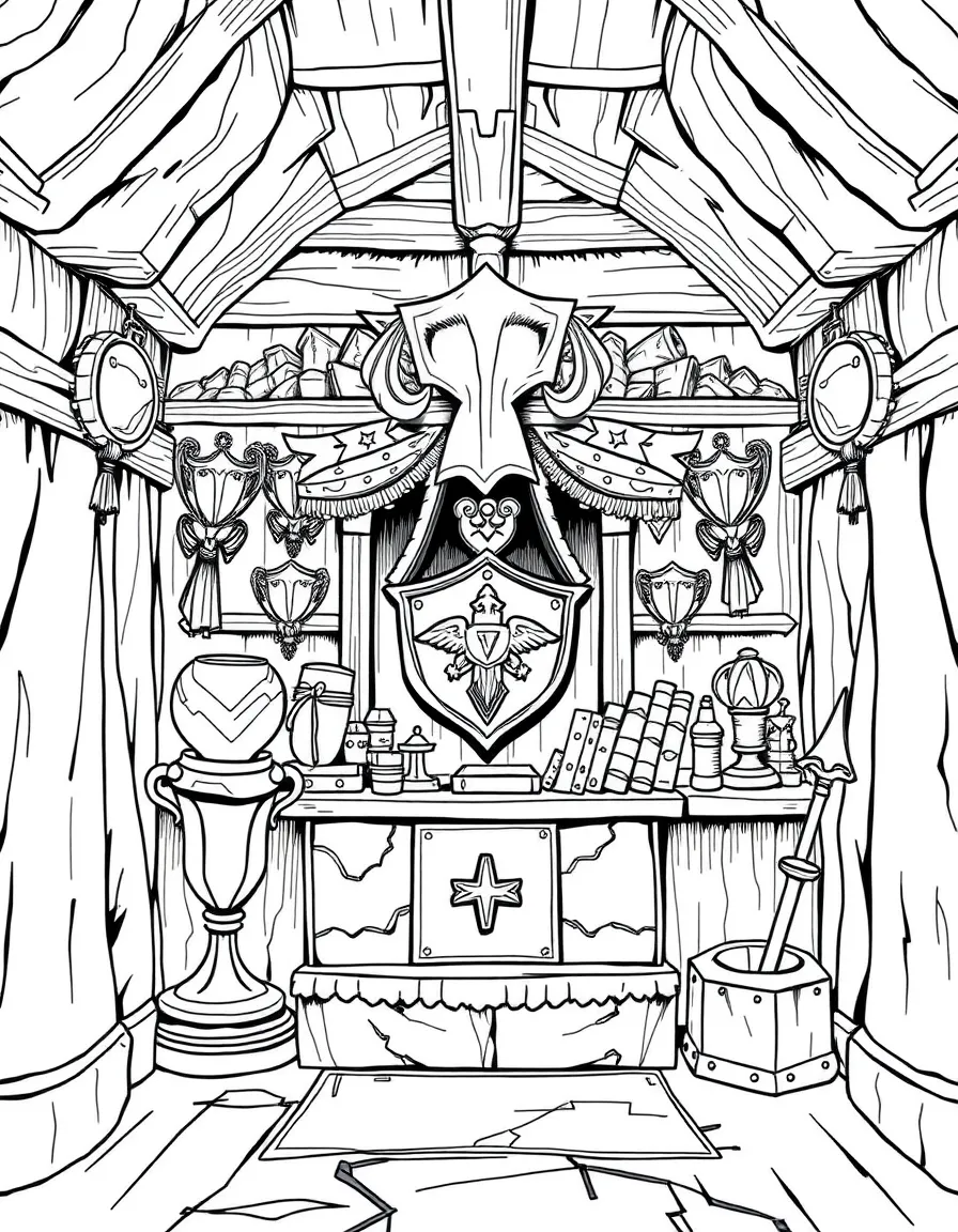 A hero's trophy room of past adventures
