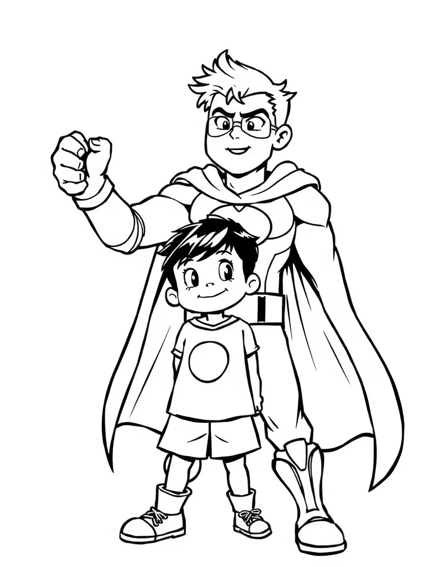 A hero inspiring a child to stand up to bullies