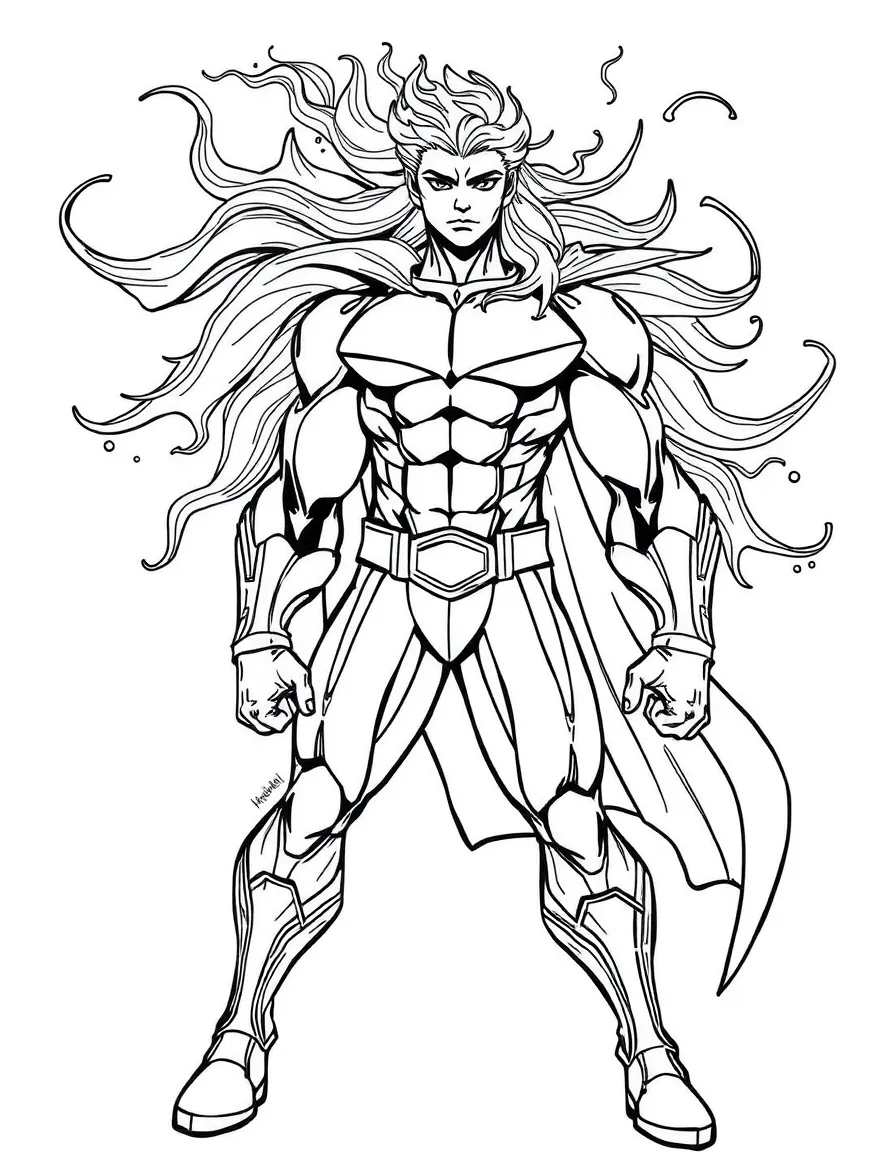 A hero's partial transformation showing dual nature
