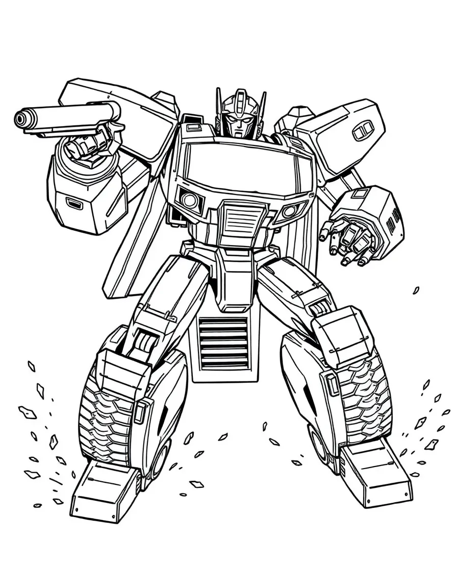 A hero's vehicle transforming into battle mode