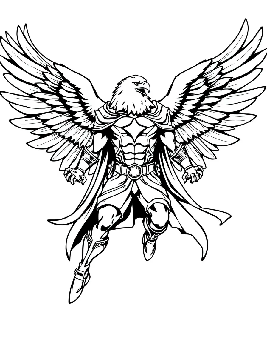 A hero with eagle powers and wings spread wide
