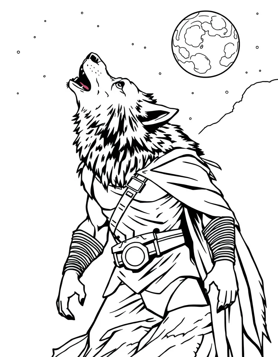 A hero with wolf powers howling at the moon