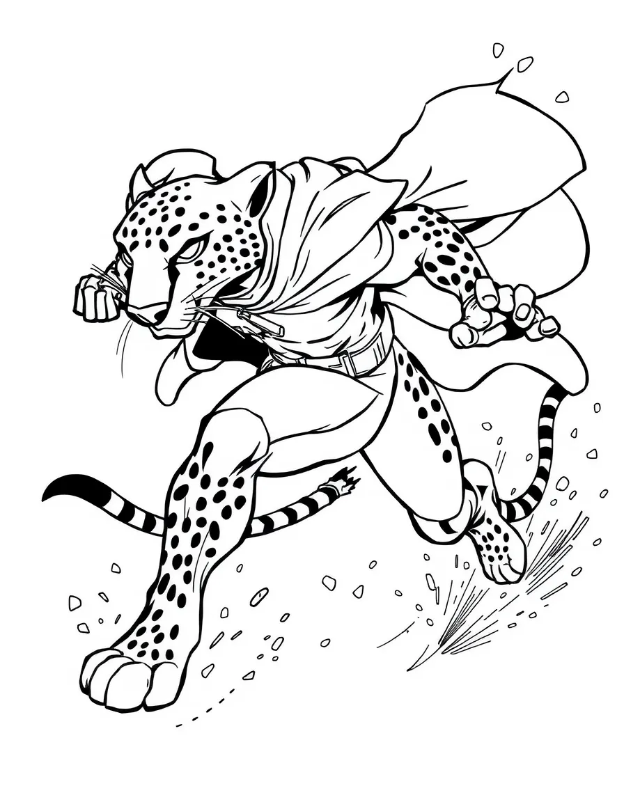A hero with cheetah speed creating dust trails