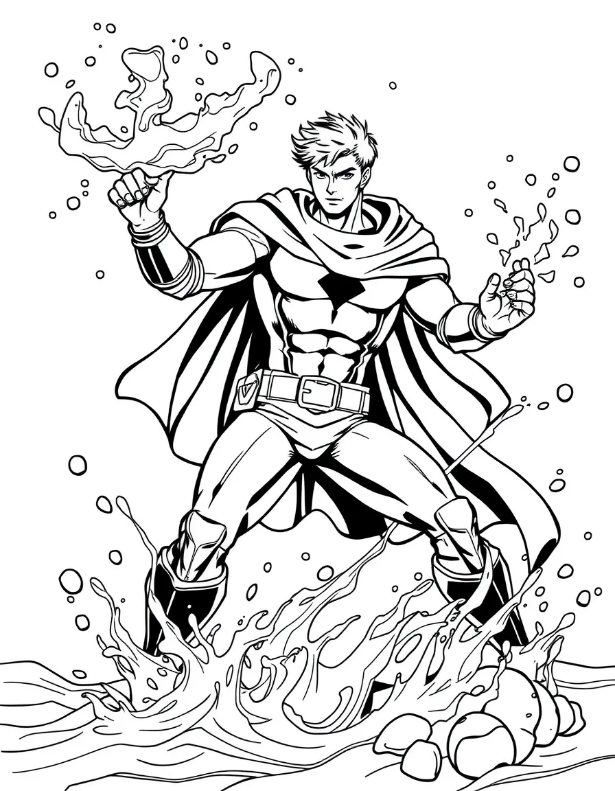 A hero creating water constructs from thin air