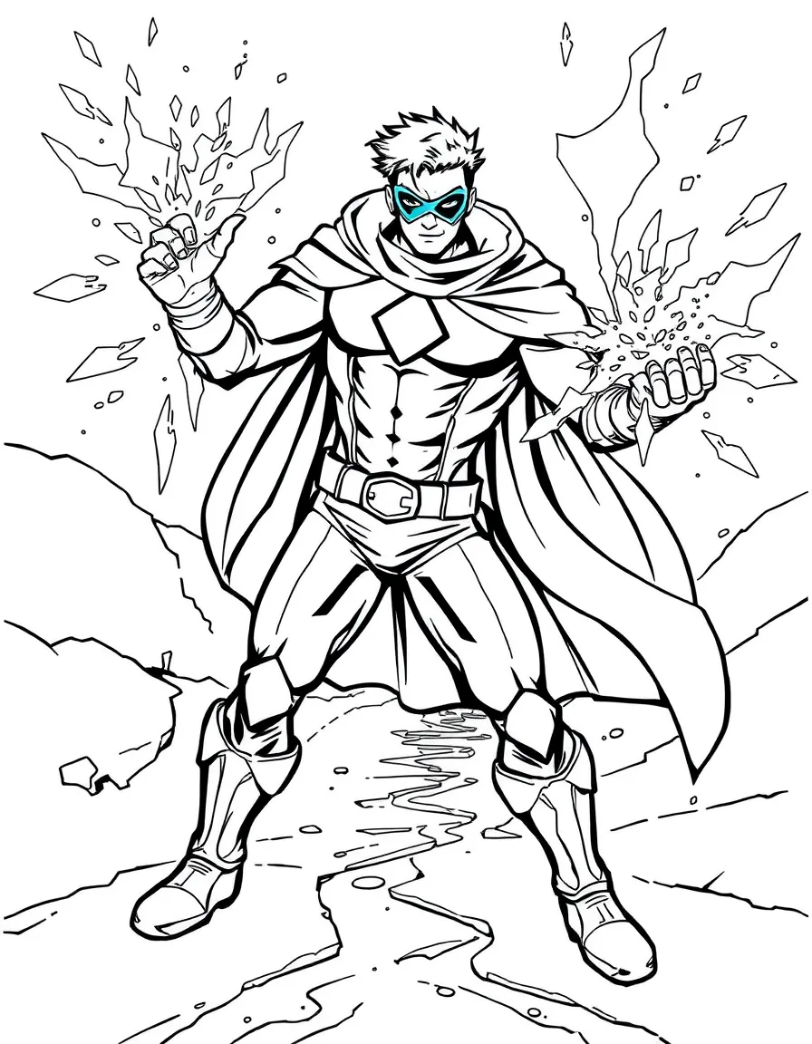 A hero with ice powers creating frozen pathways