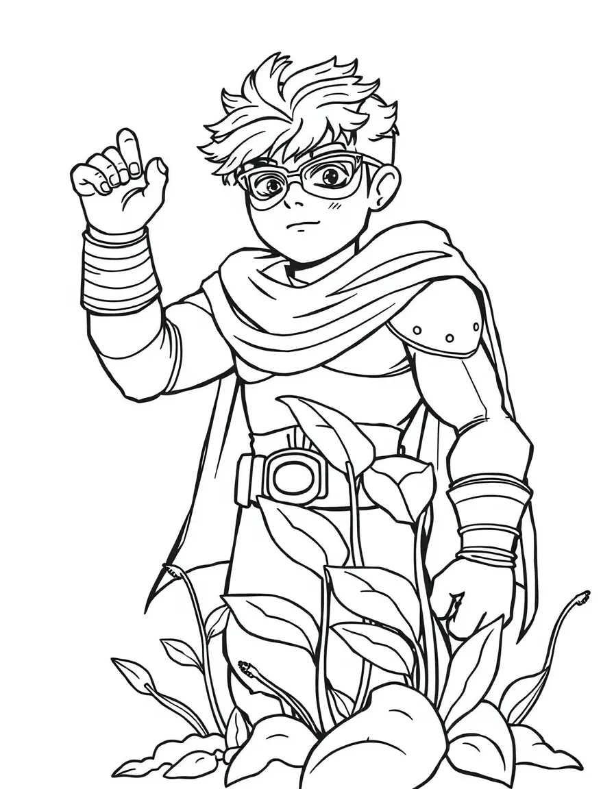 A hero with plant life growing from their touch