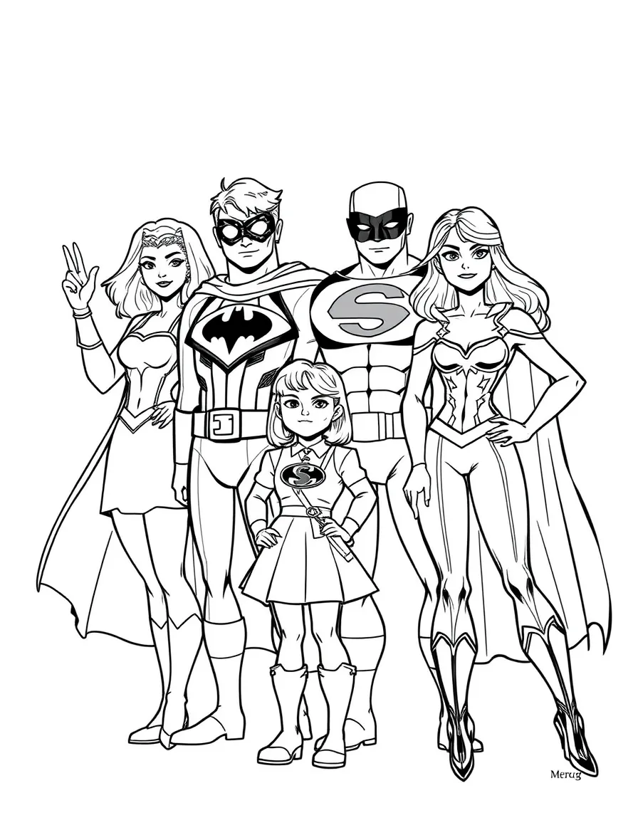A multi-generational family of heroes in different costumes