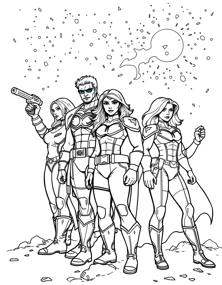 Multiple universe versions of a team working together