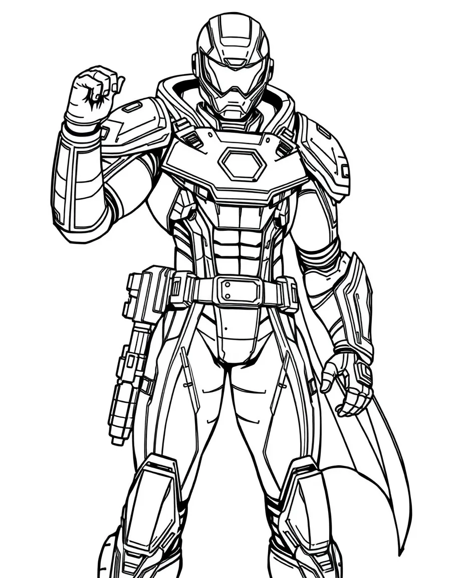 A hero's costume with technological enhancements visible