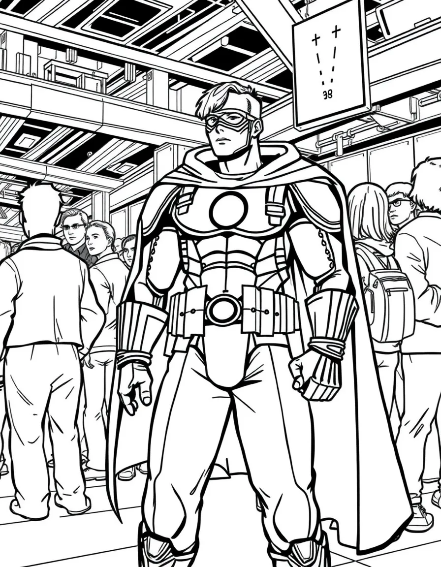 A hero gathering intelligence in a public setting
