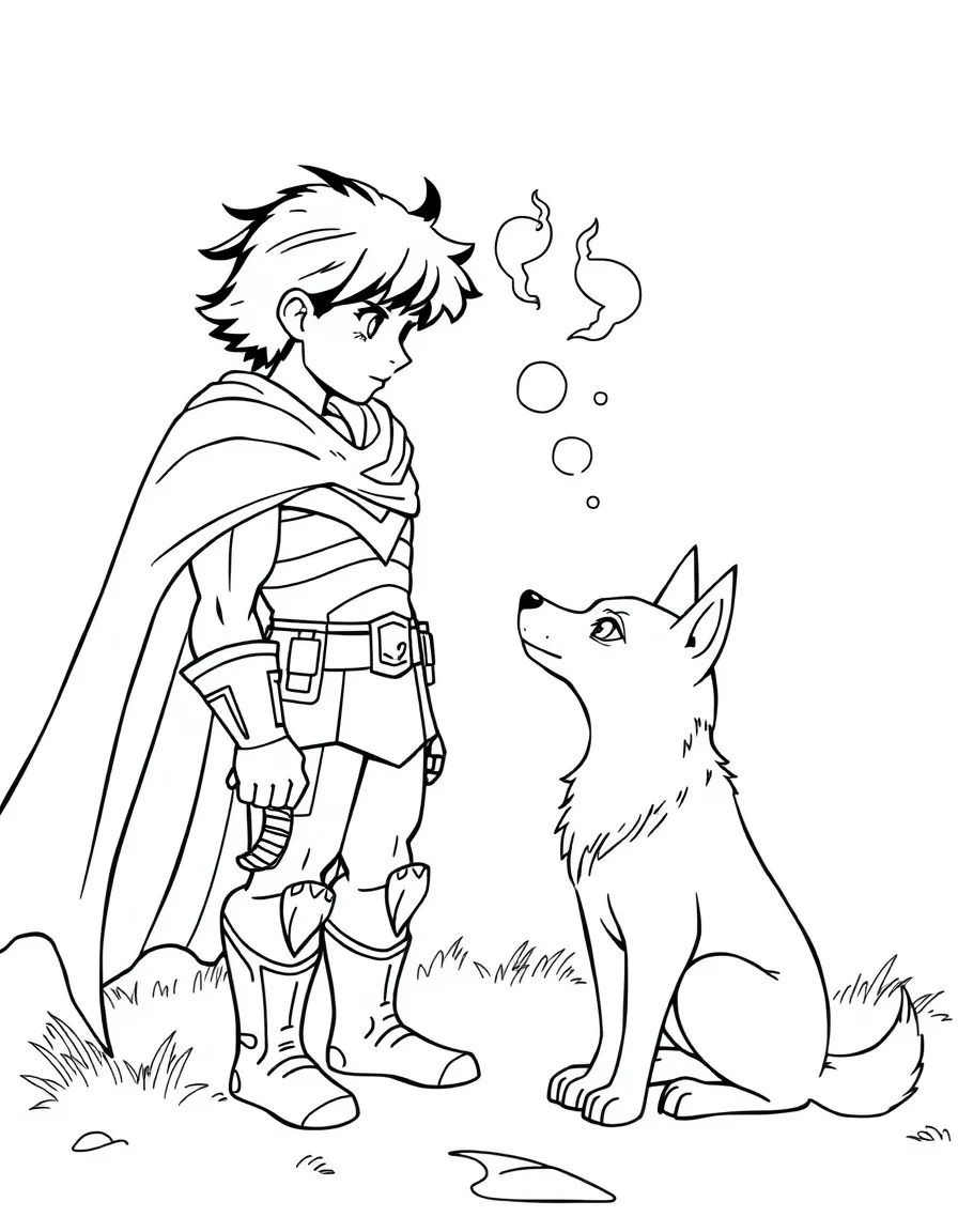 A hero communicating telepathically with their animal companion