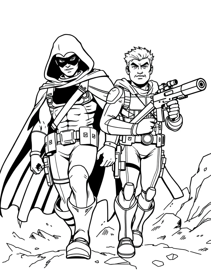 A serious hero paired with a comedic hero on a mission