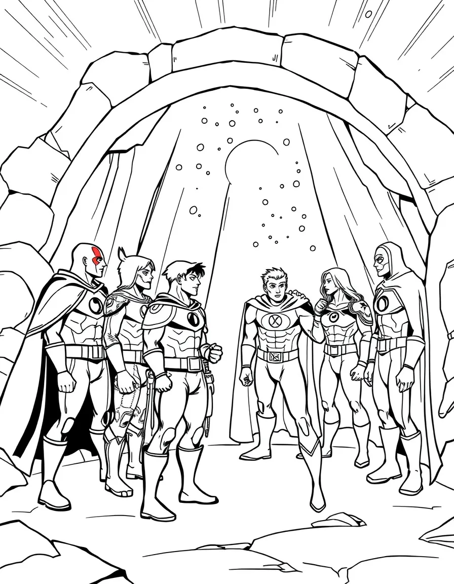 A hero team hosting visiting heroes from another world