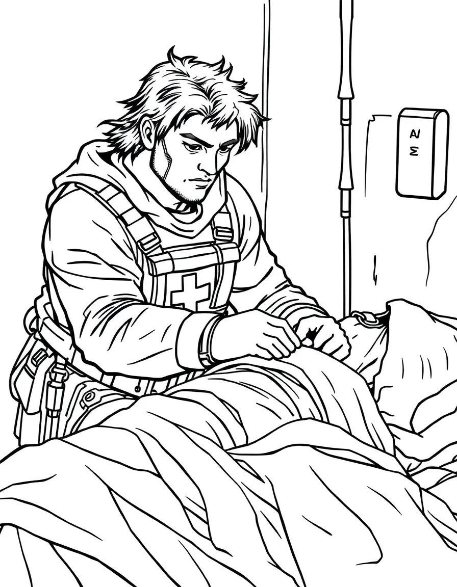 A wounded hero receiving medical attention