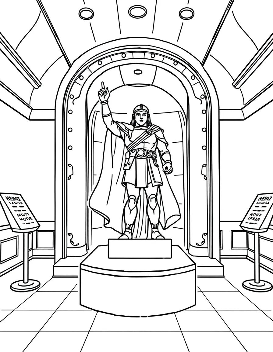 A museum exhibit honoring a legendary hero
