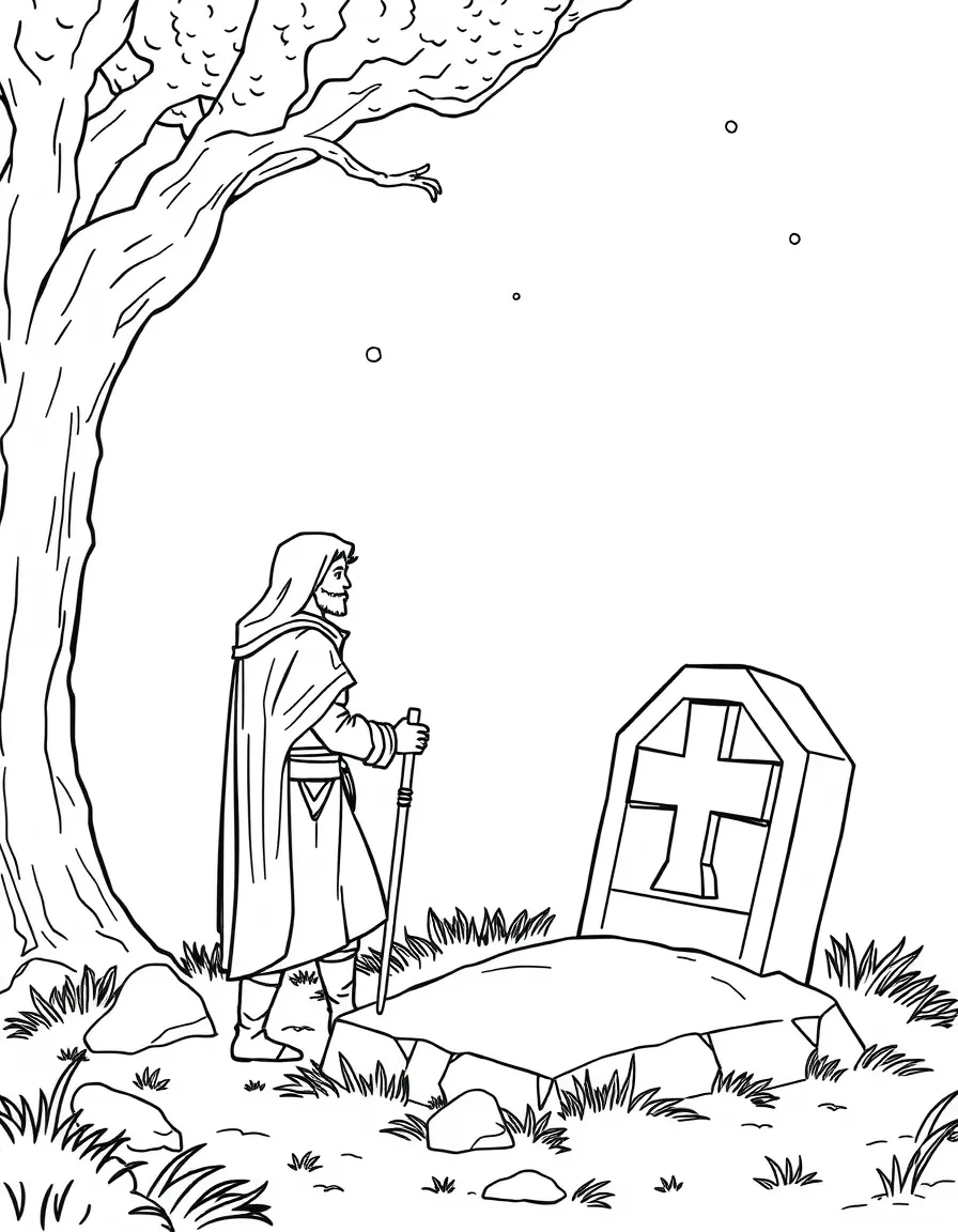 A hero visiting the grave of their predecessor