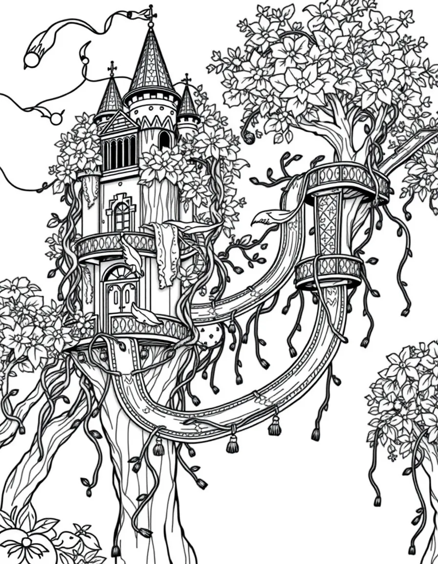 Flying carpets woven from living vines shuttling between castle balconies and treetop platforms