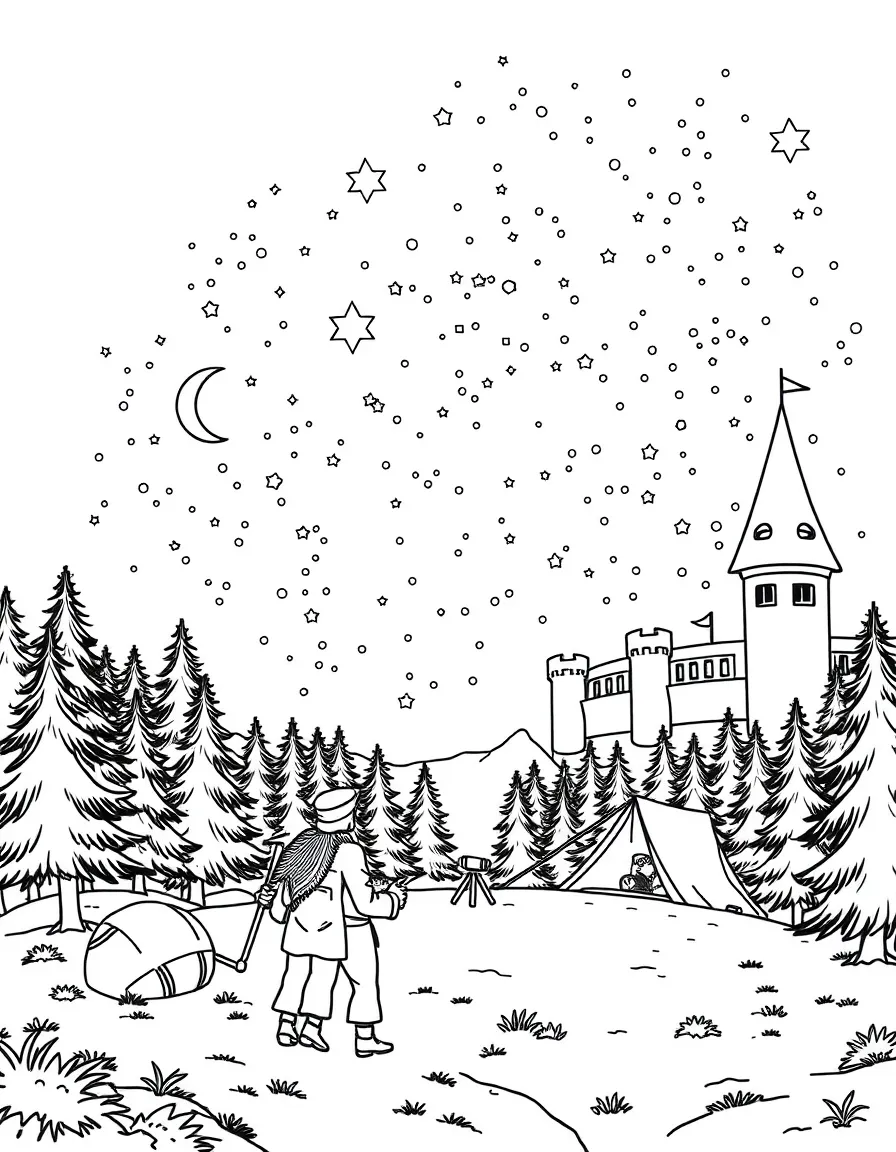 A stargazing festival where astronomers from castle and forest share knowledge