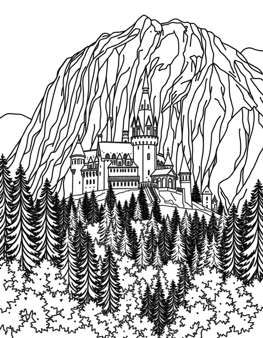 A crystal palace built into the side of a mountain where castle and forest meet