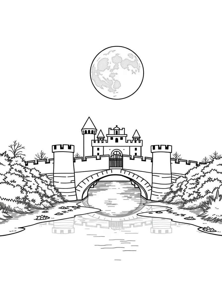 An invisible bridge that only appears when the full moon's light touches the castle moat