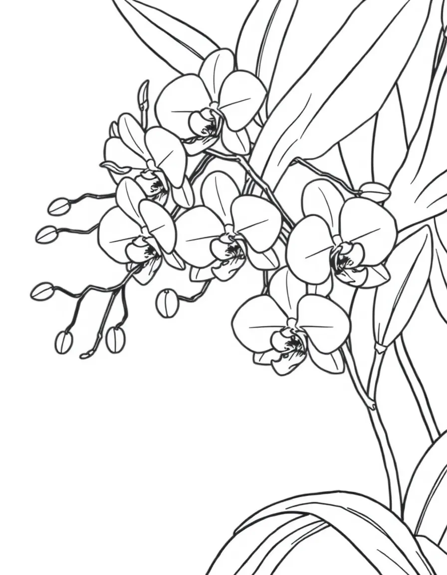 Orchids growing on a tropical tree branch