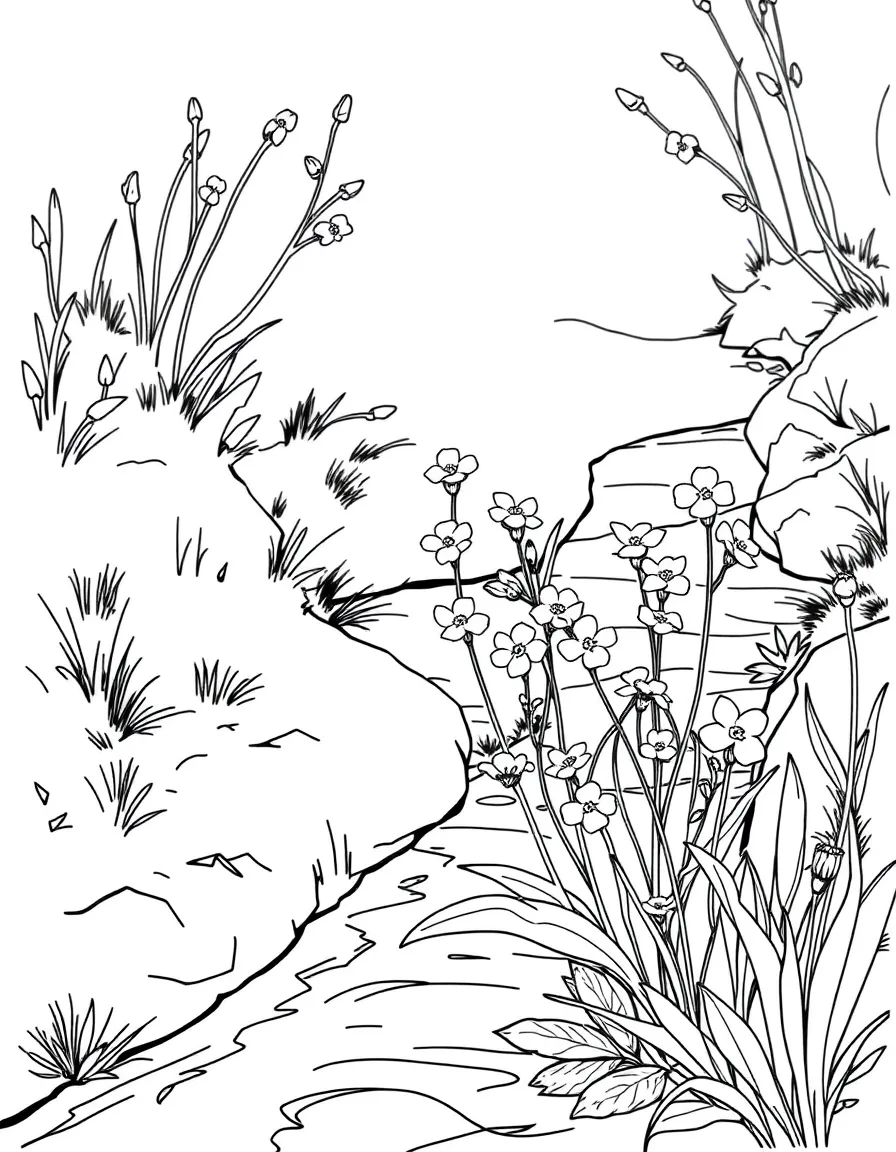 Delicate forget-me-nots growing along a stream