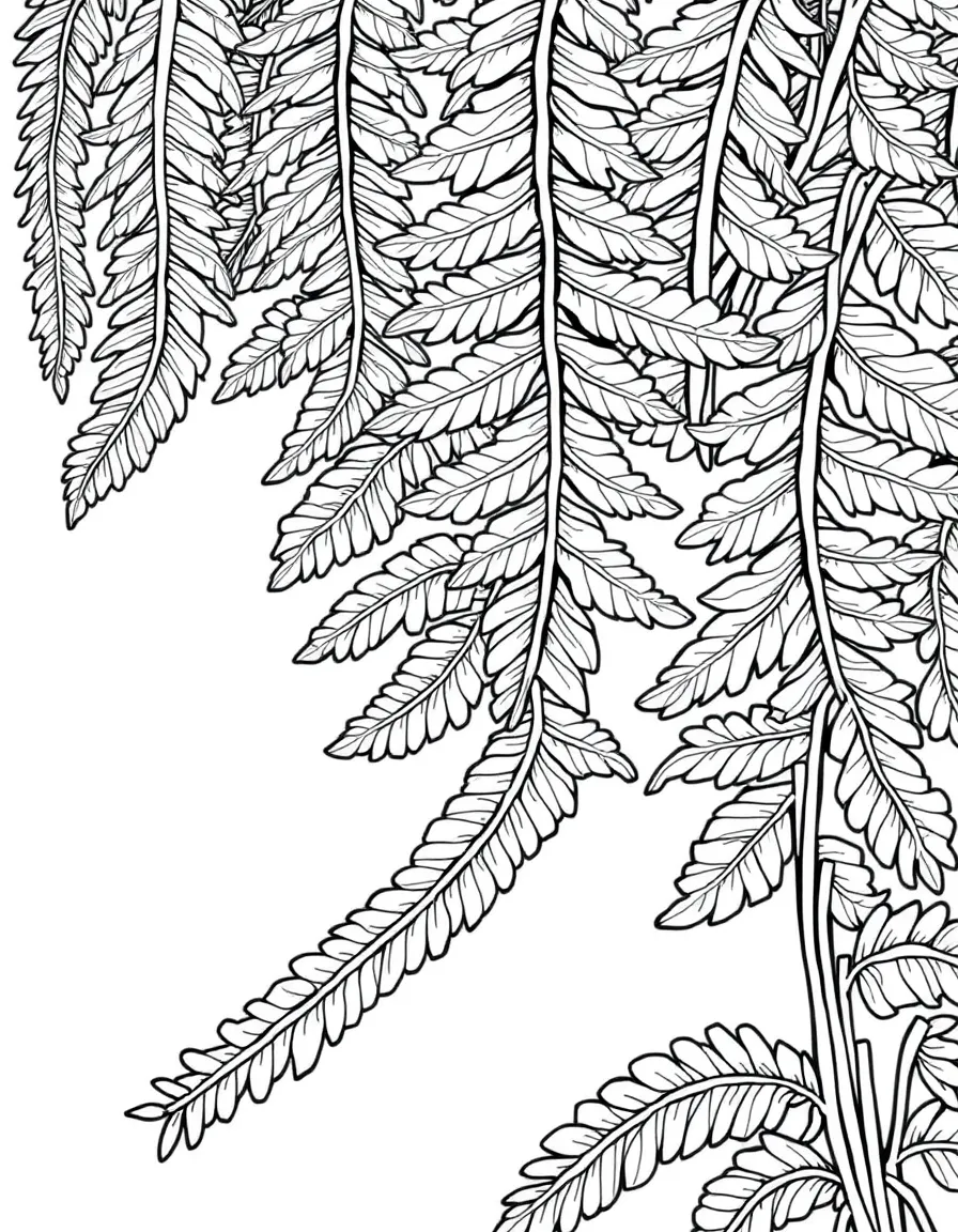 Intricate patterns of fern fronds unfurling