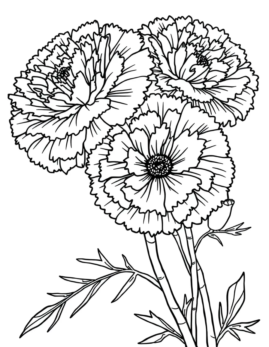 Carnations with detailed ruffled petals