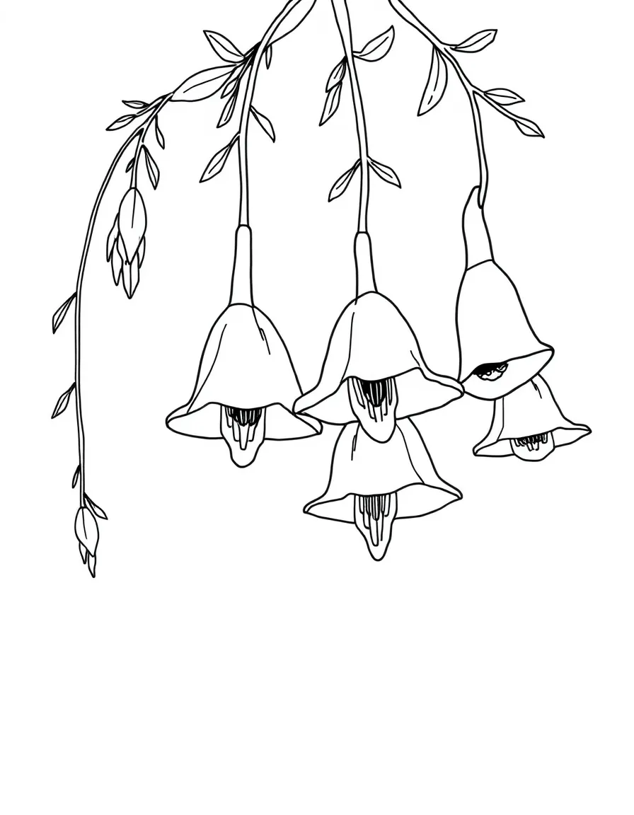 Bellflowers hanging from delicate stems