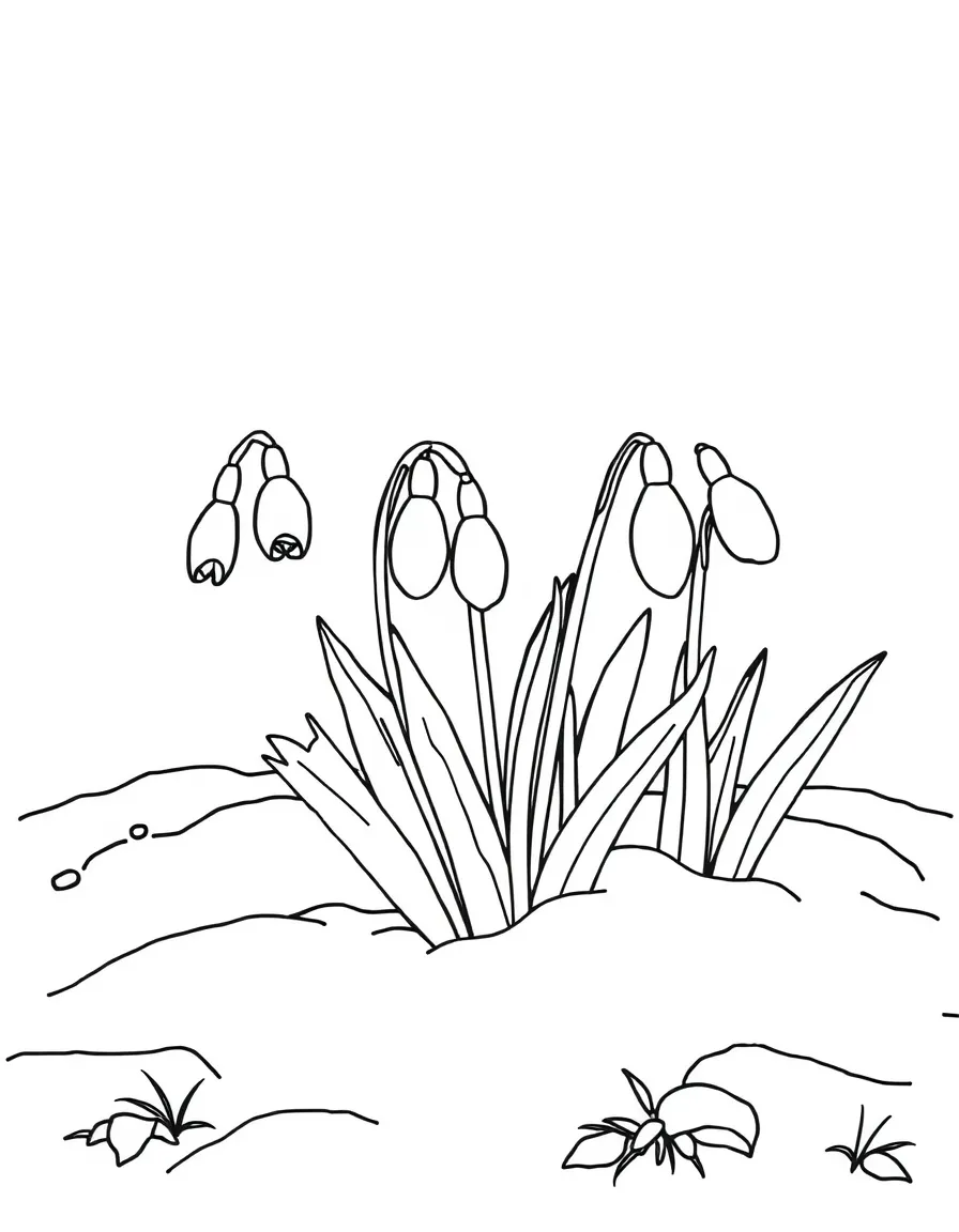 Snowdrops pushing through winter ground