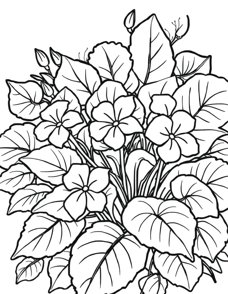 Primroses nestled among their crinkled leaves
